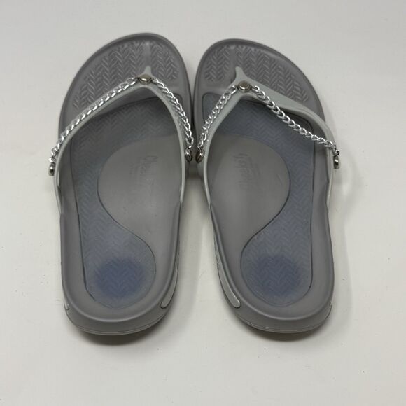 Cheeks Tony Little Exercise Sandals Womens 11 Gray Silver Chain Thong Comfort - Picture 9 of 16